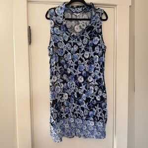 Crown and Ivy Blue Seashell Print Dress